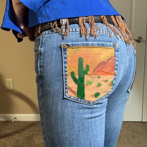 custom paint 7FAMK jeans - Picture 1 of 7